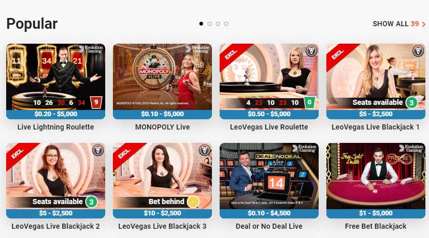 LeoVegas Casino - Live Casino Games