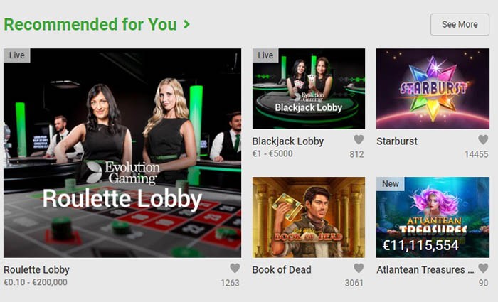Unibet Casino - Recommended Games