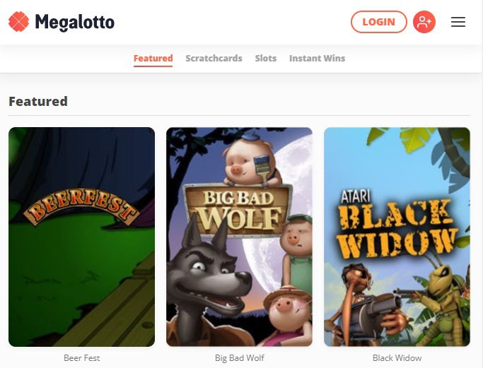 Megalotto Casino - Games Selection